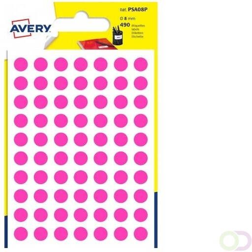 AVERY Handbeschrijfbare markeringspunten Ã 8 mm roze handbeschrijfbaar PSA08P